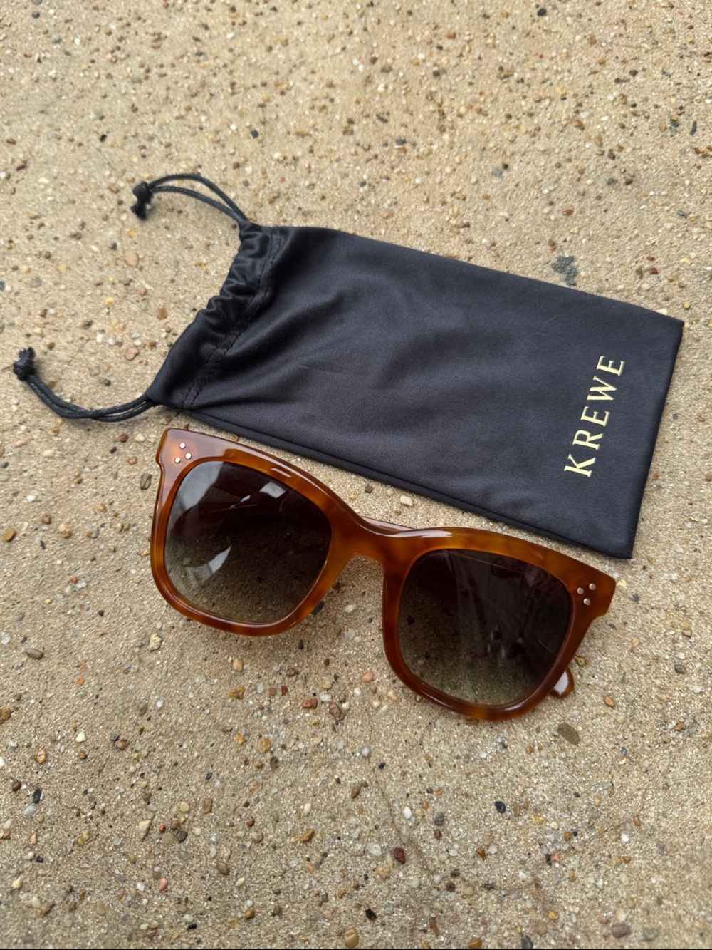 KREWE Adele Tortoiseshell Sunglasses with Green Gradient Lenses